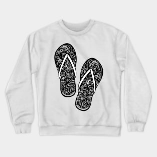 Decorative Pair of Flip-flops with Doodle Ornament Crewneck Sweatshirt